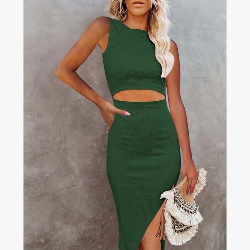 Elegant Green Sleeveless Dress